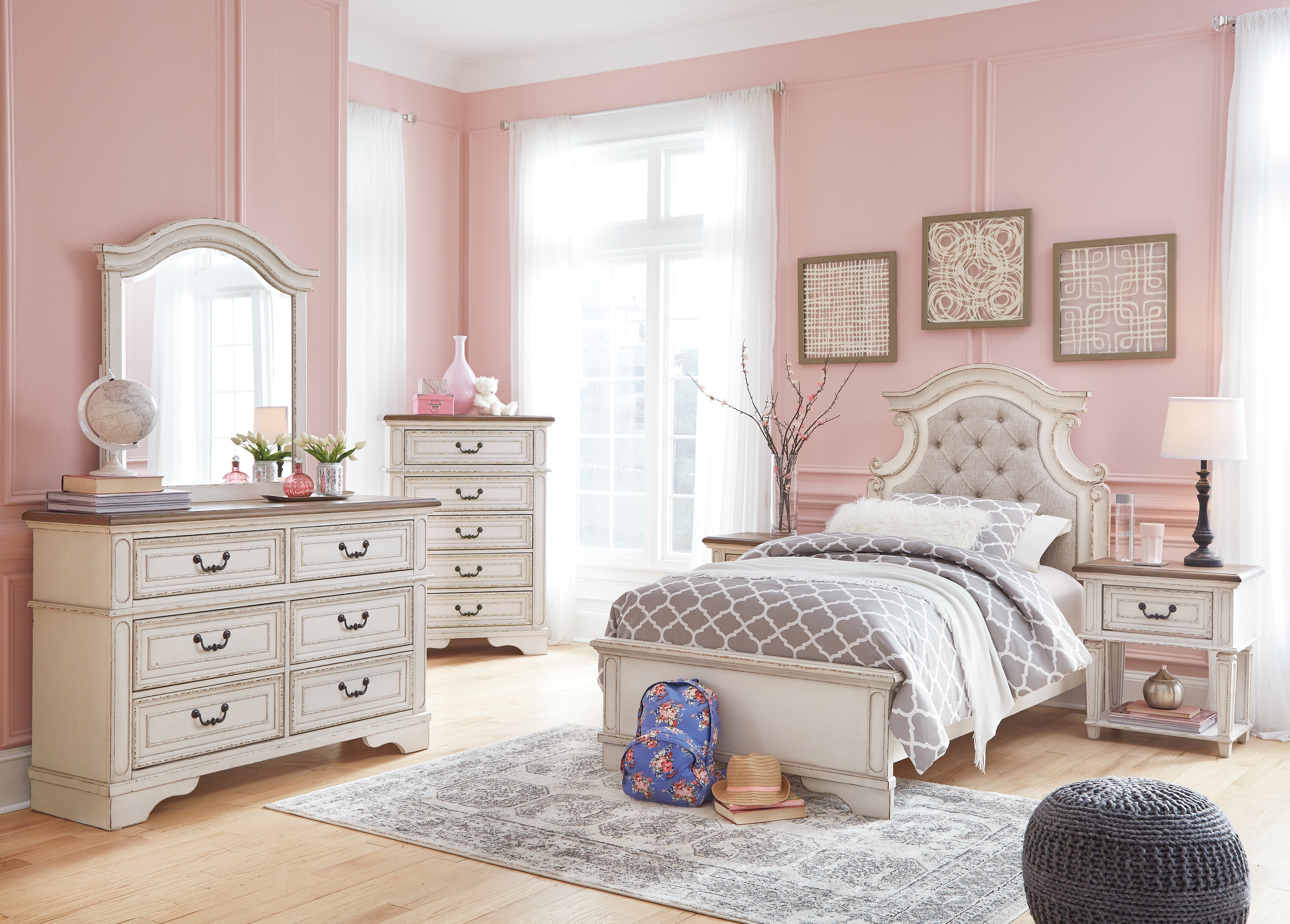 Ashley Furniture - Realyn Youth Dresser And Mirror - White Wood|Glass - Dresser & Mirror - Additional View 8