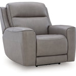 Ashley Furniture - ZELDA COIN LEATHER 2P POWER RECLINER WITH MASSAGE - Dark Gray Leather Match - Recliners