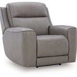 Ashley Furniture - ZELDA COIN LEATHER 2P POWER RECLINER WITH MASSAGE - Dark Gray Leather Match - Recliners