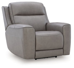 Ashley Furniture - ZELDA COIN LEATHER 2P POWER RECLINER WITH MASSAGE - Dark Gray Leather Match - Recliners