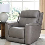 Ashley Furniture - ZELDA COIN LEATHER 2P POWER RECLINER WITH MASSAGE - Dark Gray Leather Match - Recliners - Additional View 1