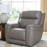 Ashley Furniture - ZELDA COIN LEATHER 2P POWER RECLINER WITH MASSAGE - Dark Gray Leather Match - Recliners - Additional View 1