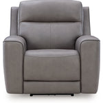 Ashley Furniture - ZELDA COIN LEATHER 2P POWER RECLINER WITH MASSAGE - Dark Gray Leather Match - Recliners - Additional View 5