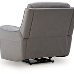 Ashley Furniture - ZELDA COIN LEATHER 2P POWER RECLINER WITH MASSAGE - Dark Gray Leather Match - Recliners - Additional View 6