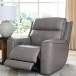Ashley Furniture - ZELDA COIN LEATHER 2P POWER RECLINER WITH MASSAGE - Dark Gray Leather Match - Recliners - Additional View 7