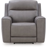 Ashley Furniture - ZELDA COIN LEATHER 2P POWER RECLINER WITH MASSAGE - Dark Gray Leather Match - Recliners - Additional View 3
