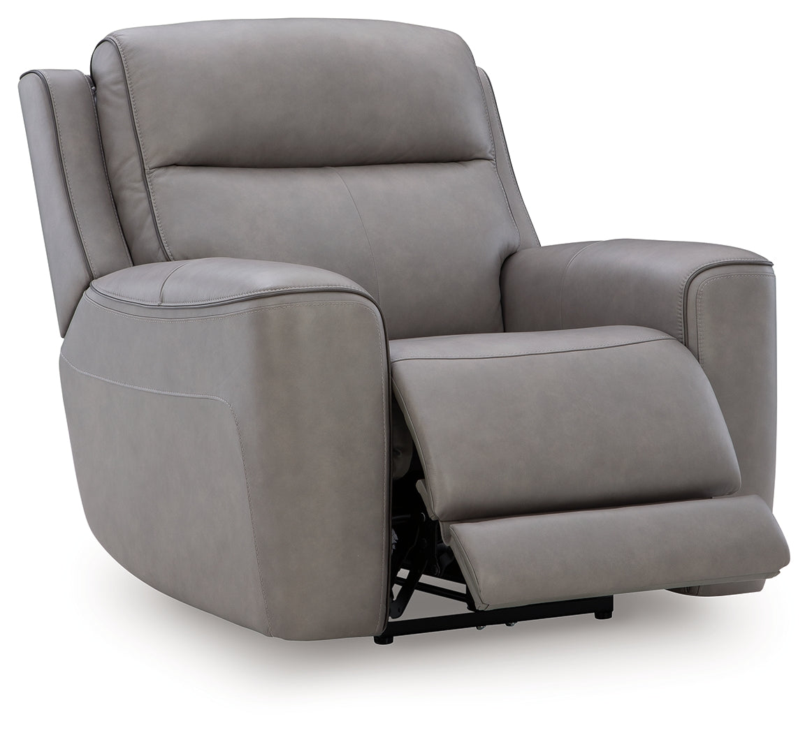 Ashley Furniture - ZELDA COIN LEATHER 2P POWER RECLINER WITH MASSAGE - Dark Gray Leather Match - Recliners - Additional View 2