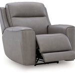 Ashley Furniture - ZELDA COIN LEATHER 2P POWER RECLINER WITH MASSAGE - Dark Gray Leather Match - Recliners - Additional View 2