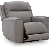 Ashley Furniture - ZELDA COIN LEATHER 2P POWER RECLINER WITH MASSAGE - Dark Gray Leather Match - Recliners - Additional View 2