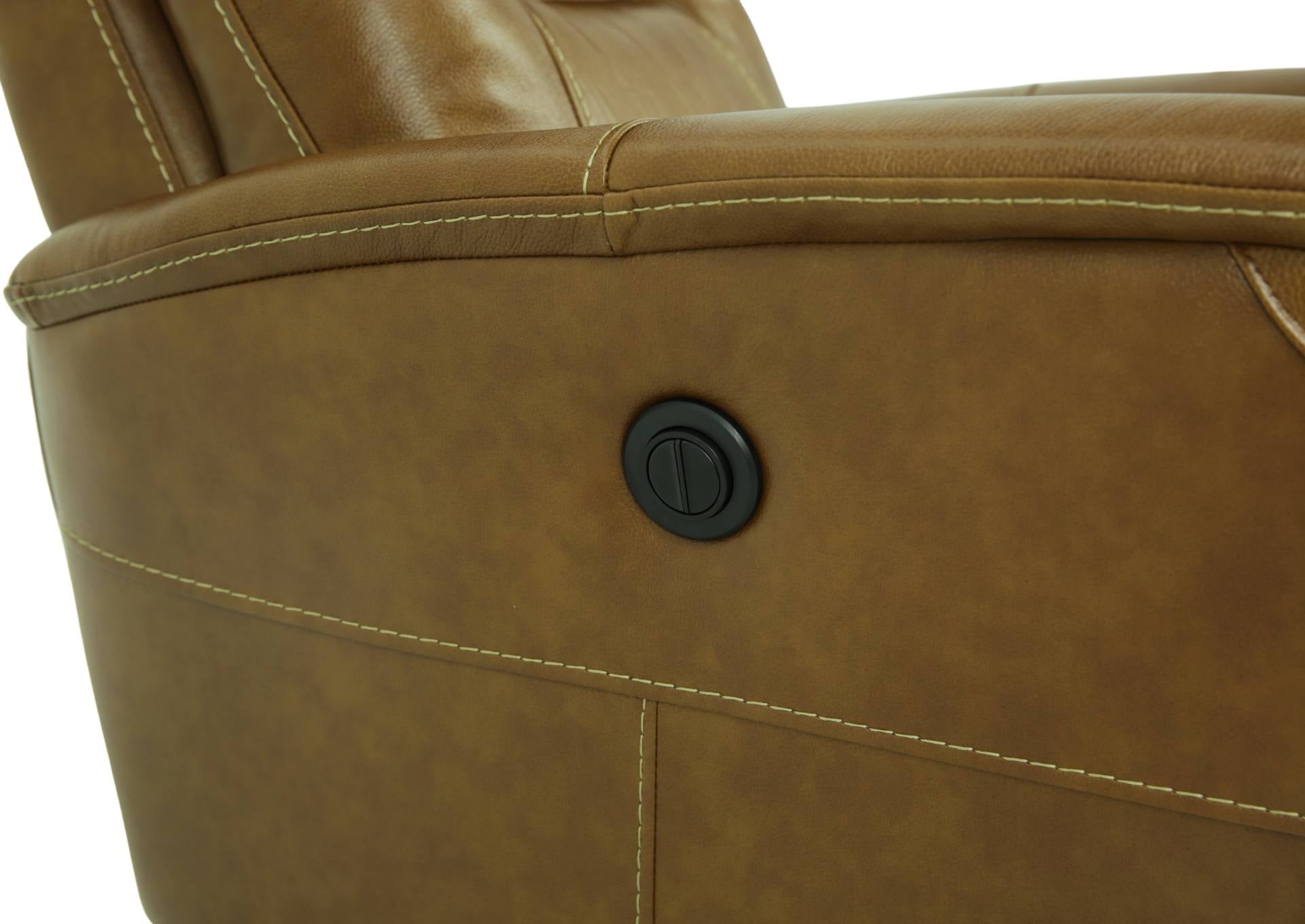 Antonio Leather Power Swivel Recliner - Buckskin - Additional View 2