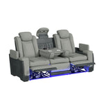 Elements International - LANTANA ROCKY CEMENT/CHARCOAL 2P POWER SOFA - Gray Faux Leather|Fabric - Sofas - Additional View 2