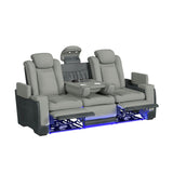Elements International - LANTANA ROCKY CEMENT/CHARCOAL 2P POWER SOFA - Gray Faux Leather|Fabric - Sofas - Additional View 2