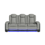 Elements International - LANTANA ROCKY CEMENT/CHARCOAL 2P POWER SOFA - Gray Faux Leather|Fabric - Sofas - Additional View 3