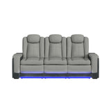 Elements International - LANTANA ROCKY CEMENT/CHARCOAL 2P POWER SOFA - Gray Faux Leather|Fabric - Sofas - Additional View 3