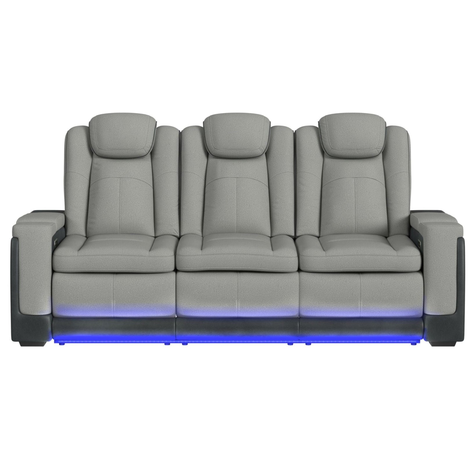 Elements International - LANTANA ROCKY CEMENT/CHARCOAL 2P POWER SOFA - Gray Faux Leather|Fabric - Sofas - Additional View 3