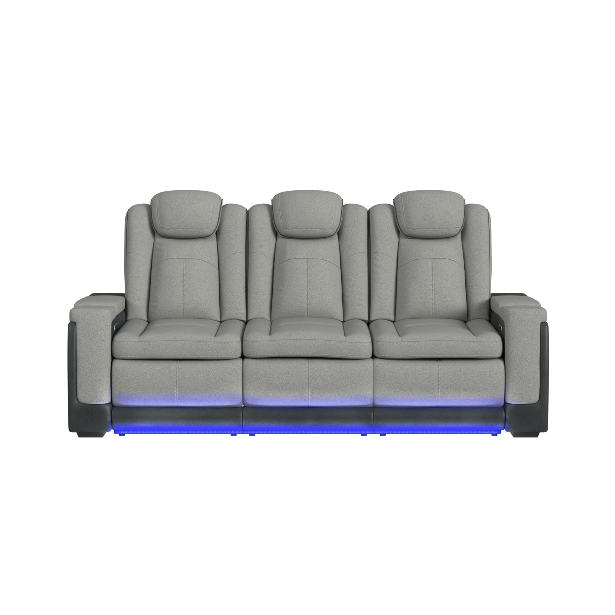 Elements International - LANTANA ROCKY CEMENT/CHARCOAL 2P POWER SOFA - Gray Faux Leather|Fabric - Sofas - Additional View 3