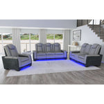 Elements International - LANTANA ROCKY CEMENT/CHARCOAL 2P POWER SOFA - Gray Faux Leather|Fabric - Sofas - Additional View 4