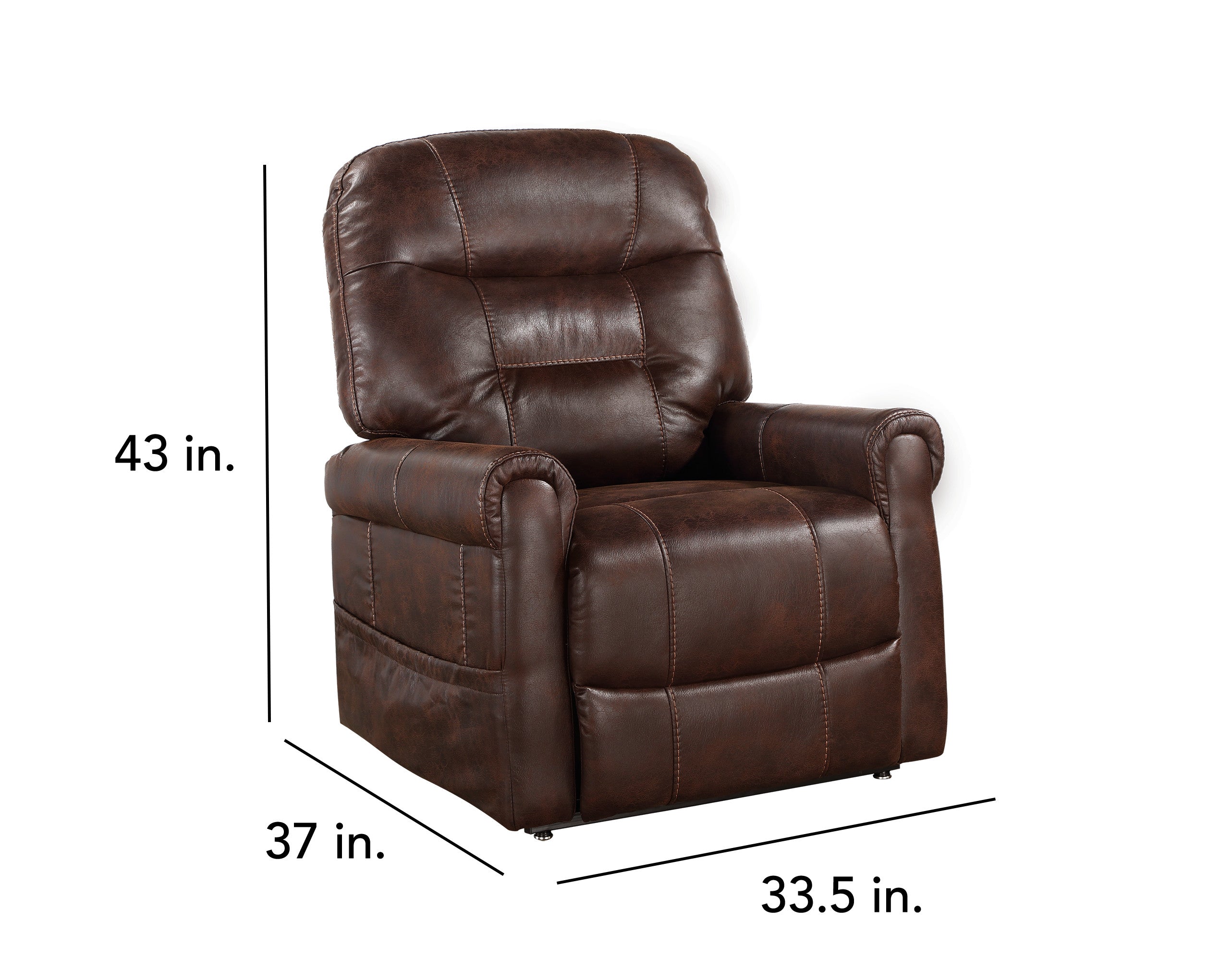 Steve Silver Furniture - Ottawa Lift Chair w/ Heat and Massage - Walnut - Dark Brown Steel|Fabric - Chairs - Additional View 1