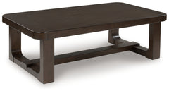 Ashley Furniture - BRECKINGTON COCKTAIL TABLE - Dark Brown Wood - Tables