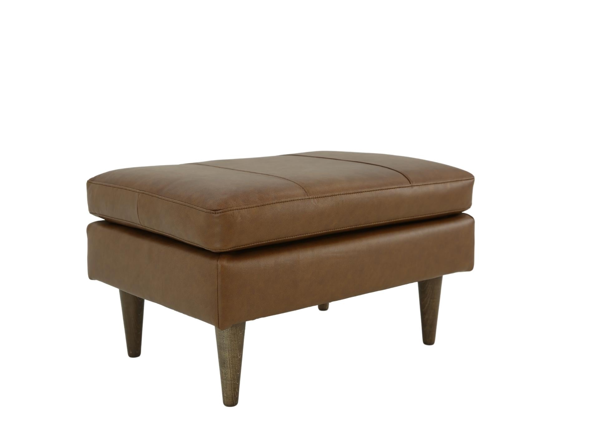 TRAFTON RUST LEATHER OTTOMAN - Additional View 1
