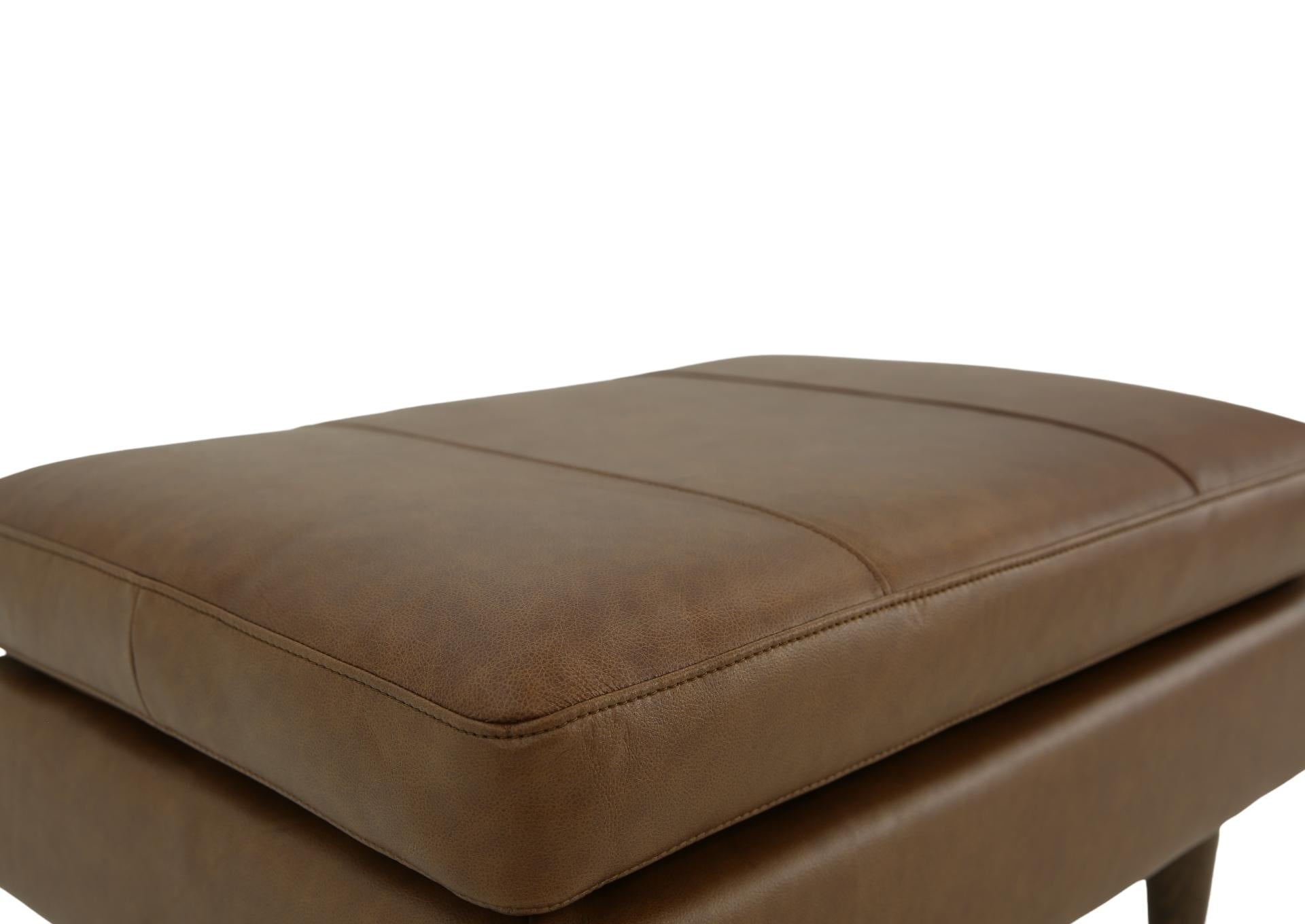 TRAFTON RUST LEATHER OTTOMAN - Additional View 2