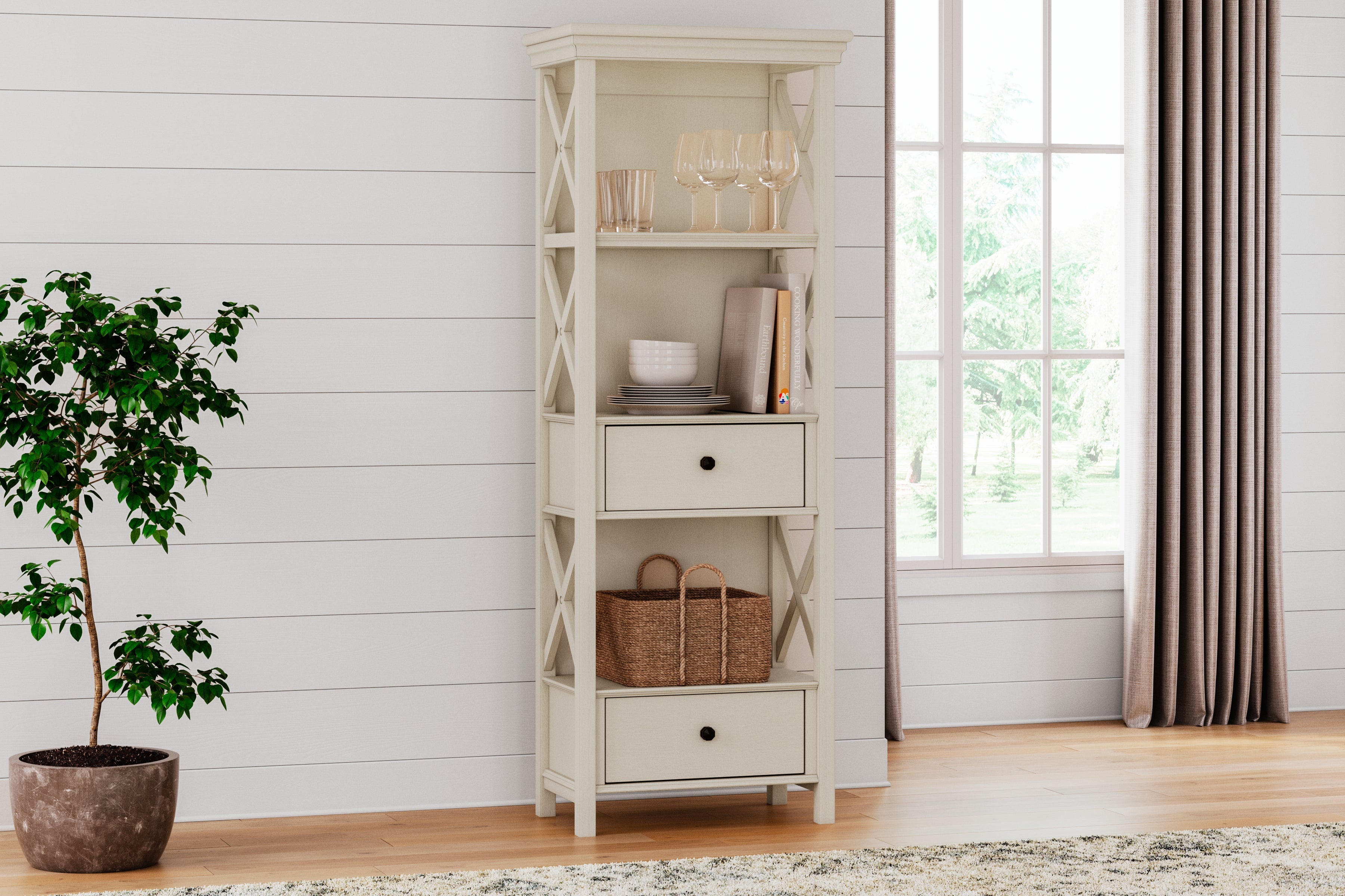 Ashley Furniture - BOLANBURG DISPLAY CABINET - White Wood - Cabinets - Additional View 1