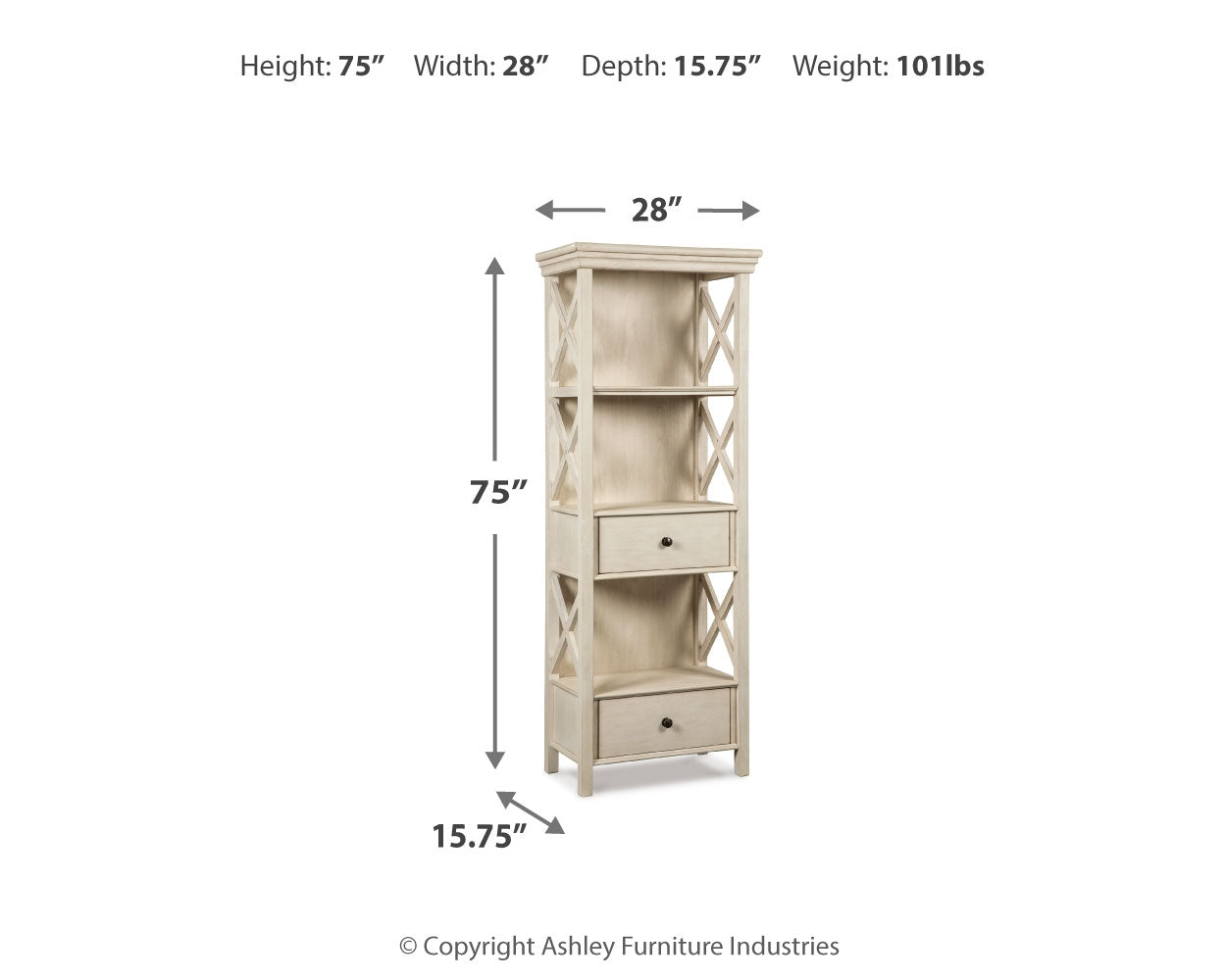 Ashley Furniture - BOLANBURG DISPLAY CABINET - White Wood - Cabinets - Additional View 4