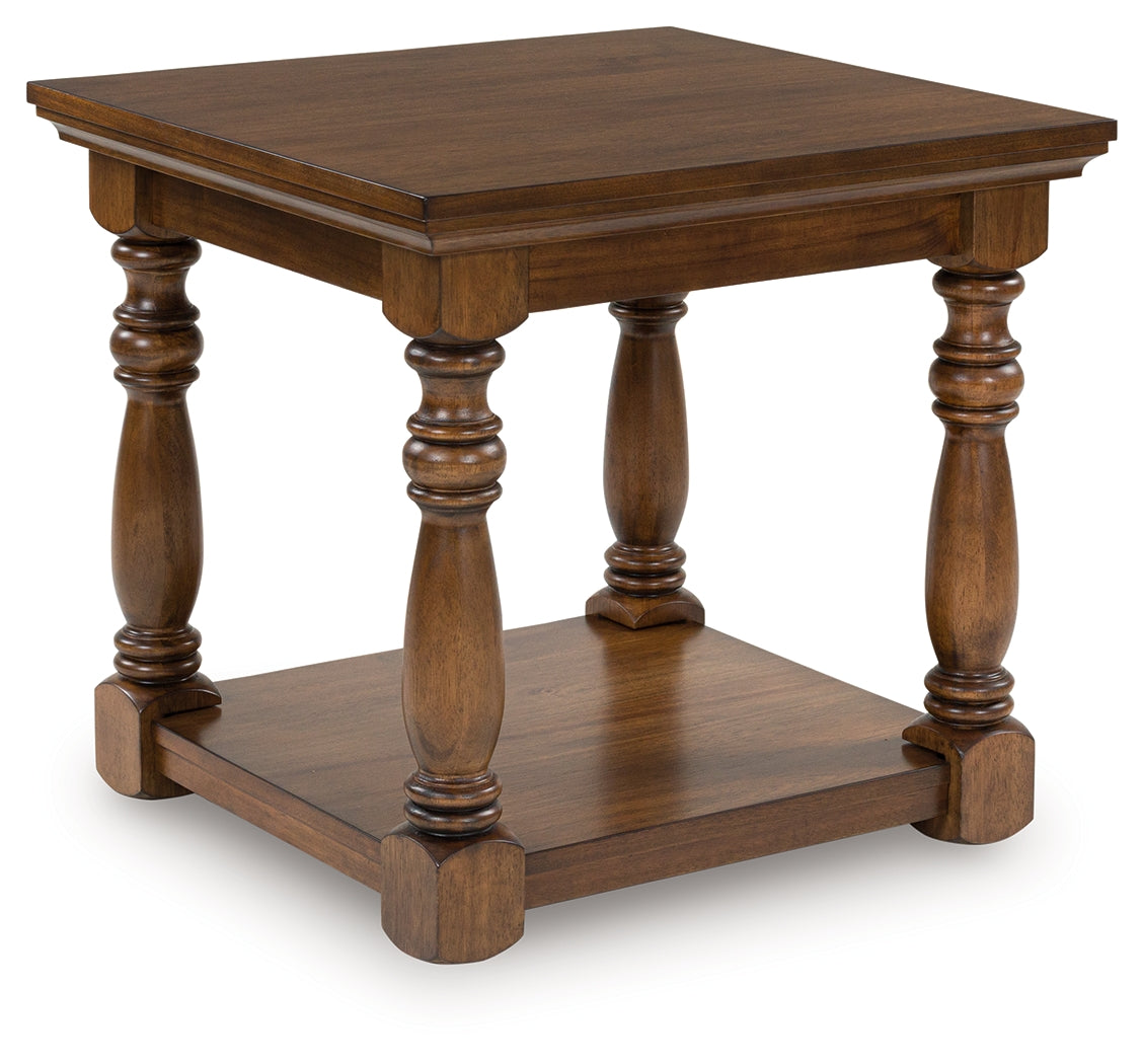 Ashley Furniture - STURLAYNE END TABLE - Dark Brown Wood - Tables