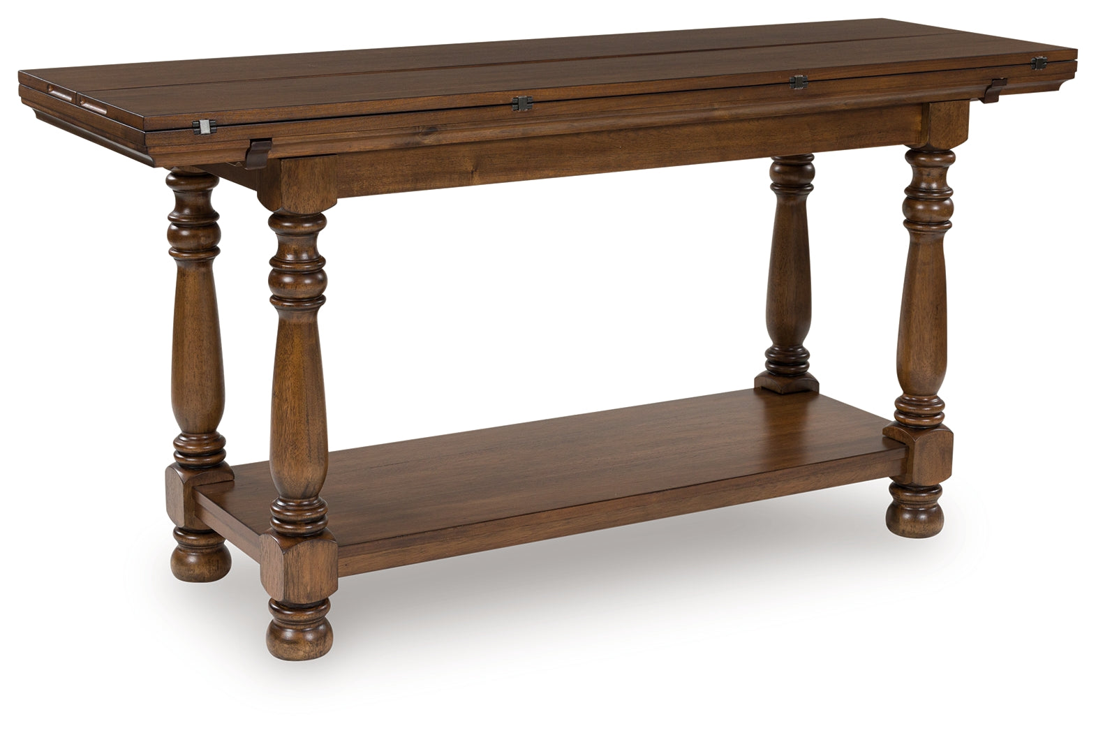 Ashley Furniture - STURLAYNE FLIP TOP SOFA TABLE - Dark Brown Wood - Tables