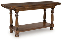 Ashley Furniture - STURLAYNE FLIP TOP SOFA TABLE - Dark Brown Wood - Tables