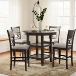 Ashley Furniture - Langwest 5 Piece Counter Height Dining Set - Dark Brown Fabric|Wood - Dining Room Sets - Additional View 1