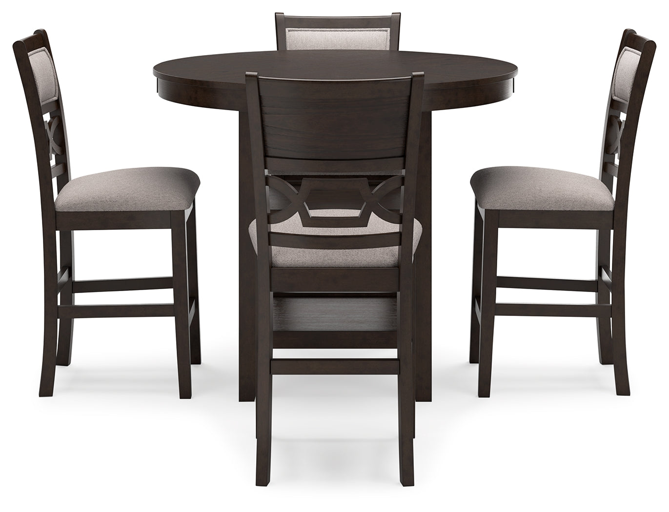 Ashley Furniture - Langwest 5 Piece Counter Height Dining Set - Dark Brown Fabric|Wood - Dining Room Sets - Additional View 2