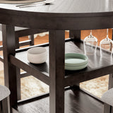 Ashley Furniture - Langwest 5 Piece Counter Height Dining Set - Dark Brown Fabric|Wood - Dining Room Sets - Additional View 3