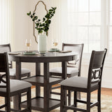 Ashley Furniture - Langwest 5 Piece Counter Height Dining Set - Dark Brown Fabric|Wood - Dining Room Sets - Additional View 4