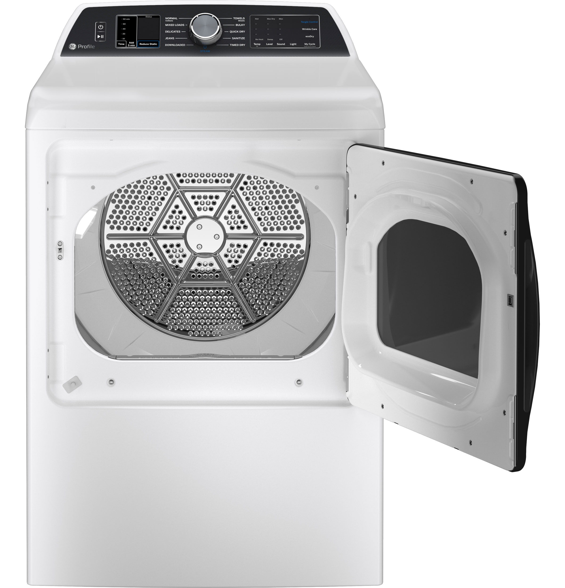 GE PROFILE WHITE 7.4CU ELECTRIC DRYER - White|Black - Dryers - Additional View 1
