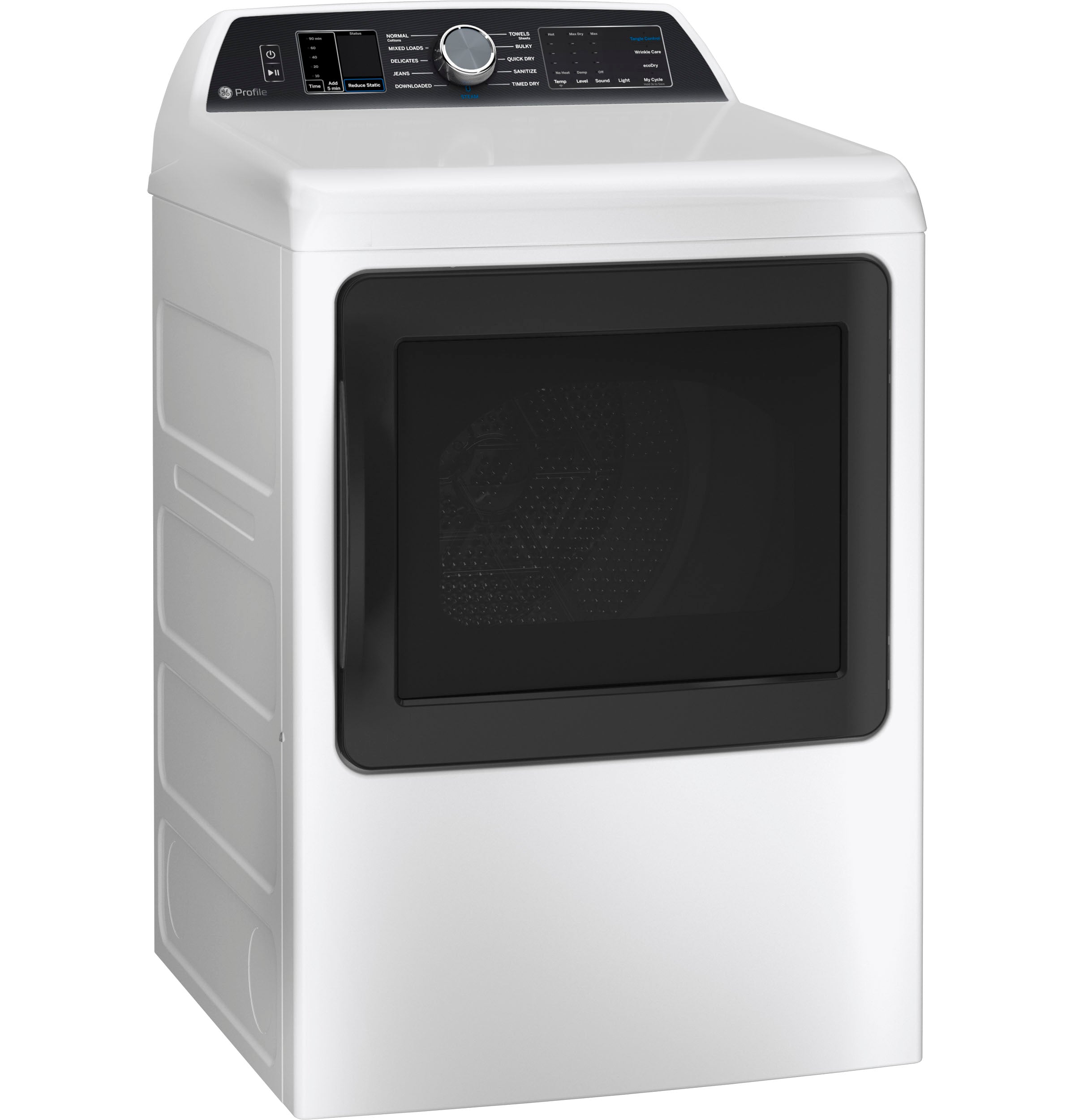 GE PROFILE WHITE 7.4CU ELECTRIC DRYER - White|Black - Dryers - Additional View 2