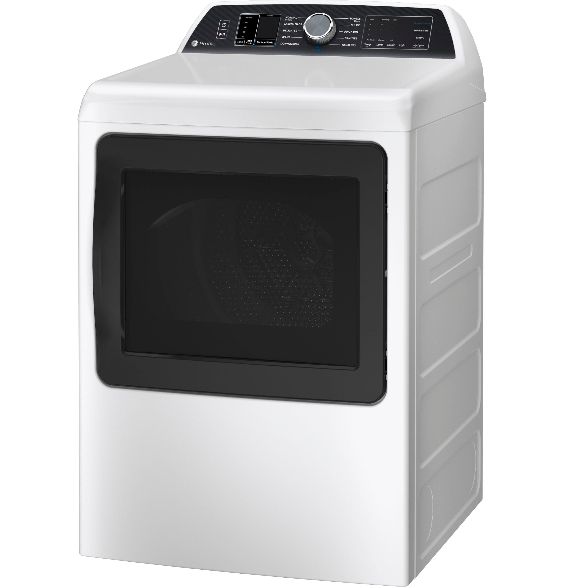 GE PROFILE WHITE 7.4CU ELECTRIC DRYER - White|Black - Dryers - Additional View 3