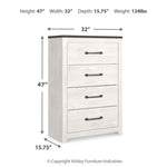 Ashley Furniture - GERRIDAN 4 DRAWER CHEST - White Wood - Chests - Additional View 6