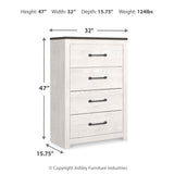 Ashley Furniture - GERRIDAN 4 DRAWER CHEST - White Wood - Chests - Additional View 6