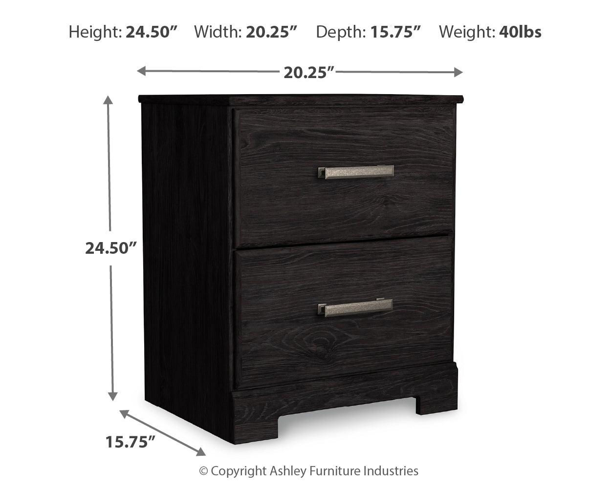 Ashley Furniture - Belachime Nightstand - Black - Dark Gray Wood - Nightstands - Additional View 2