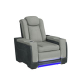 Elements International - LANTANA ROCKY CEMENT/CHARCOAL 2P POWER RECLINER - Gray Faux Leather|Fabric - Chairs