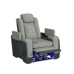 Elements International - LANTANA ROCKY CEMENT/CHARCOAL 2P POWER RECLINER - Gray Faux Leather|Fabric - Chairs - Additional View 2