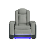 Elements International - LANTANA ROCKY CEMENT/CHARCOAL 2P POWER RECLINER - Gray Faux Leather|Fabric - Chairs - Additional View 3