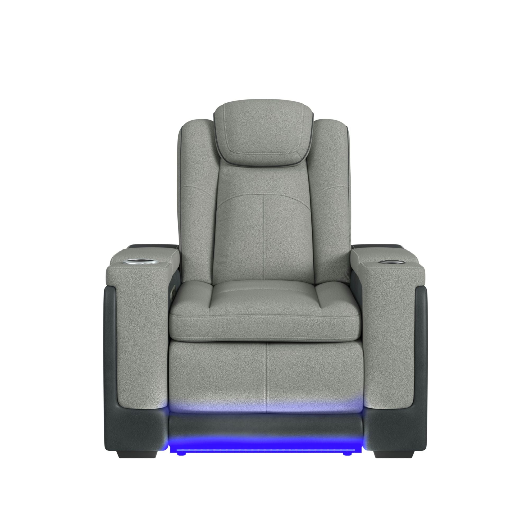 Elements International - LANTANA ROCKY CEMENT/CHARCOAL 2P POWER RECLINER - Gray Faux Leather|Fabric - Chairs - Additional View 3