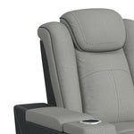 Elements International - LANTANA ROCKY CEMENT/CHARCOAL 2P POWER RECLINER - Gray Faux Leather|Fabric - Chairs - Additional View 5