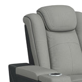 Elements International - LANTANA ROCKY CEMENT/CHARCOAL 2P POWER RECLINER - Gray Faux Leather|Fabric - Chairs - Additional View 5