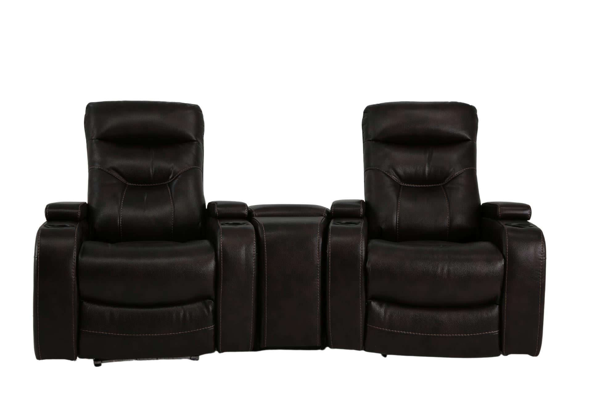 Bolton Walnut Power 3-Piece Theater Seating With Light