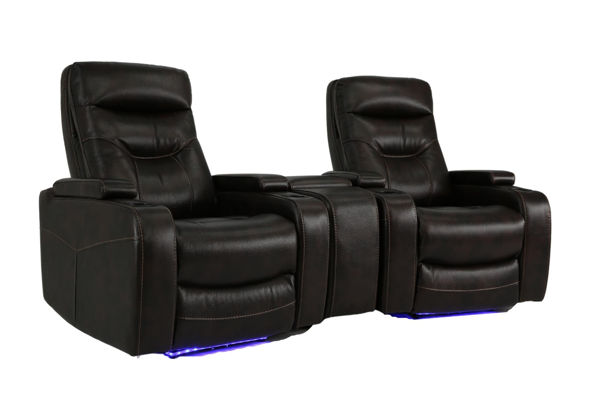 Bolton Walnut Power 3-Piece Theater Seating With Light - Additional View 4