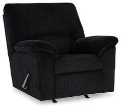 Ashley Furniture - Simplejoy Recliner - Onyx - Black Fabric - Recliners