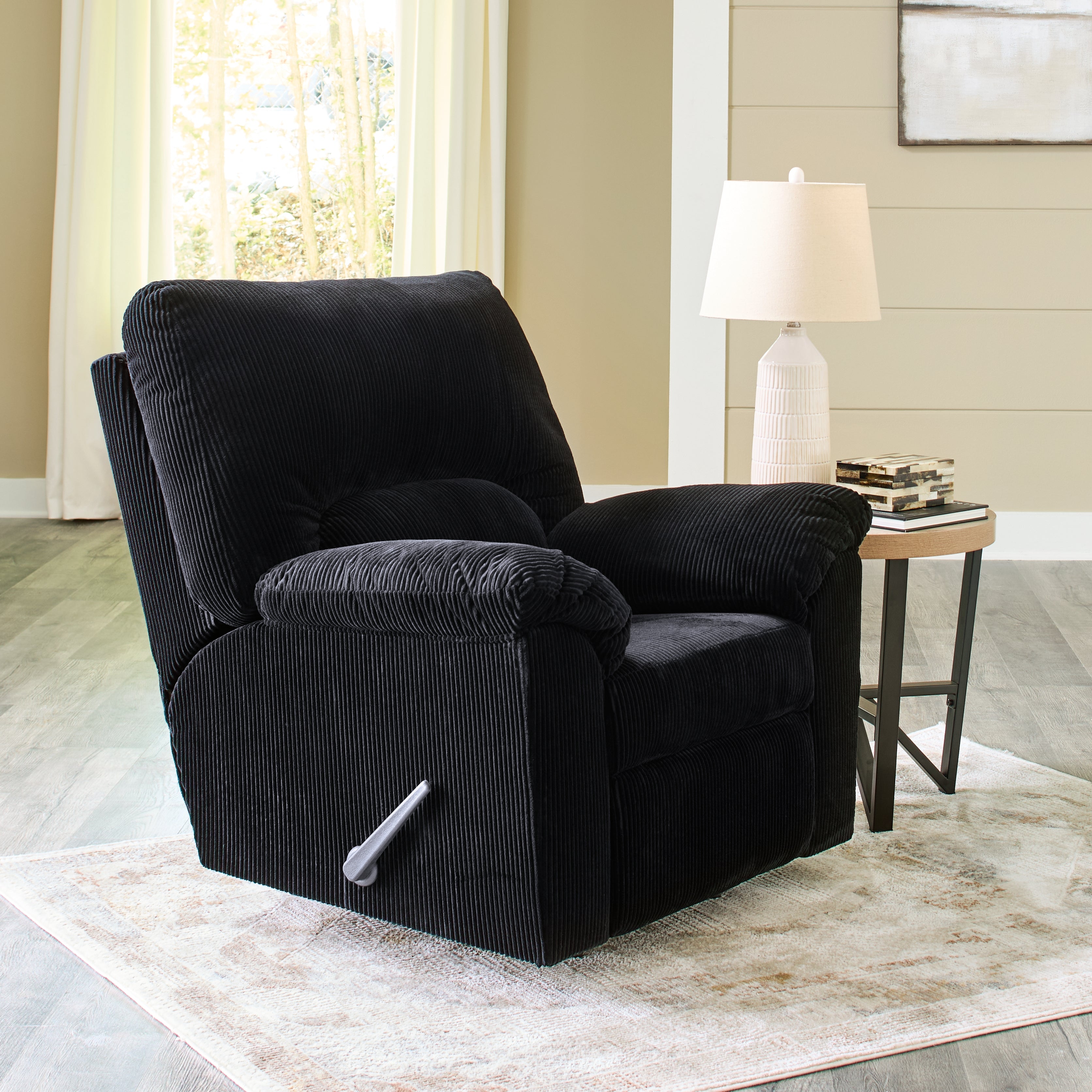 Ashley Furniture - Simplejoy Recliner - Onyx - Black Fabric - Recliners - Additional View 1
